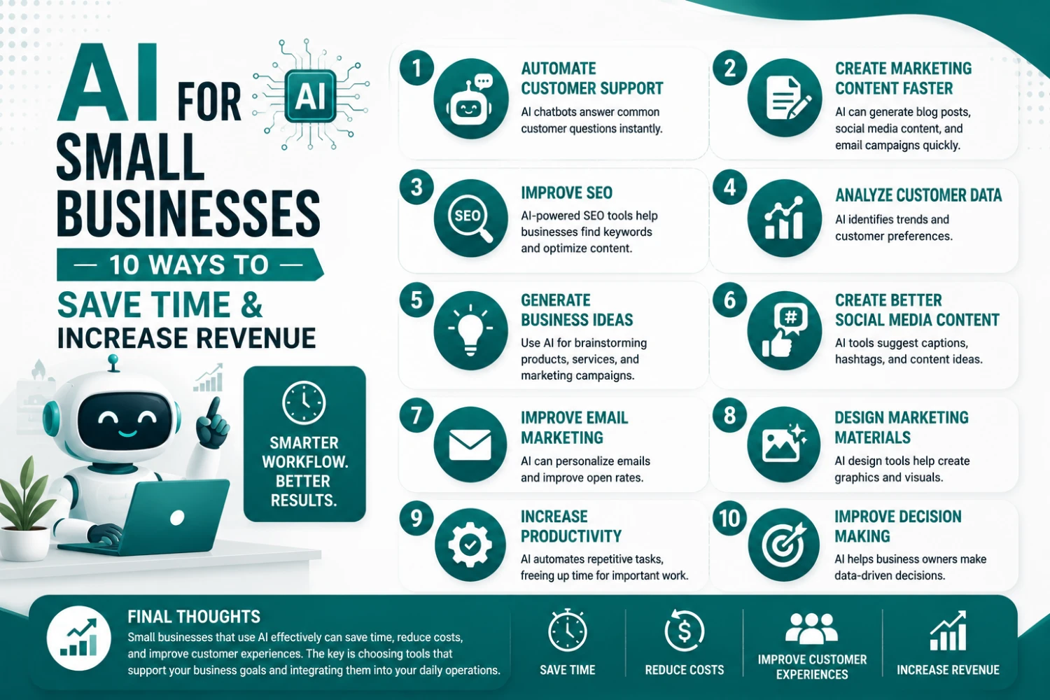 Ten ways small businesses use AI to save time and increase revenue