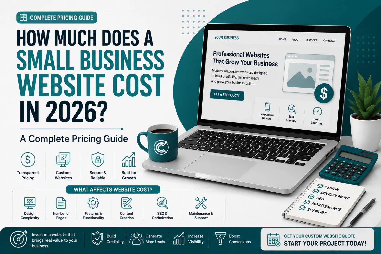 Small business website cost guide for pricing a professional website in 2026