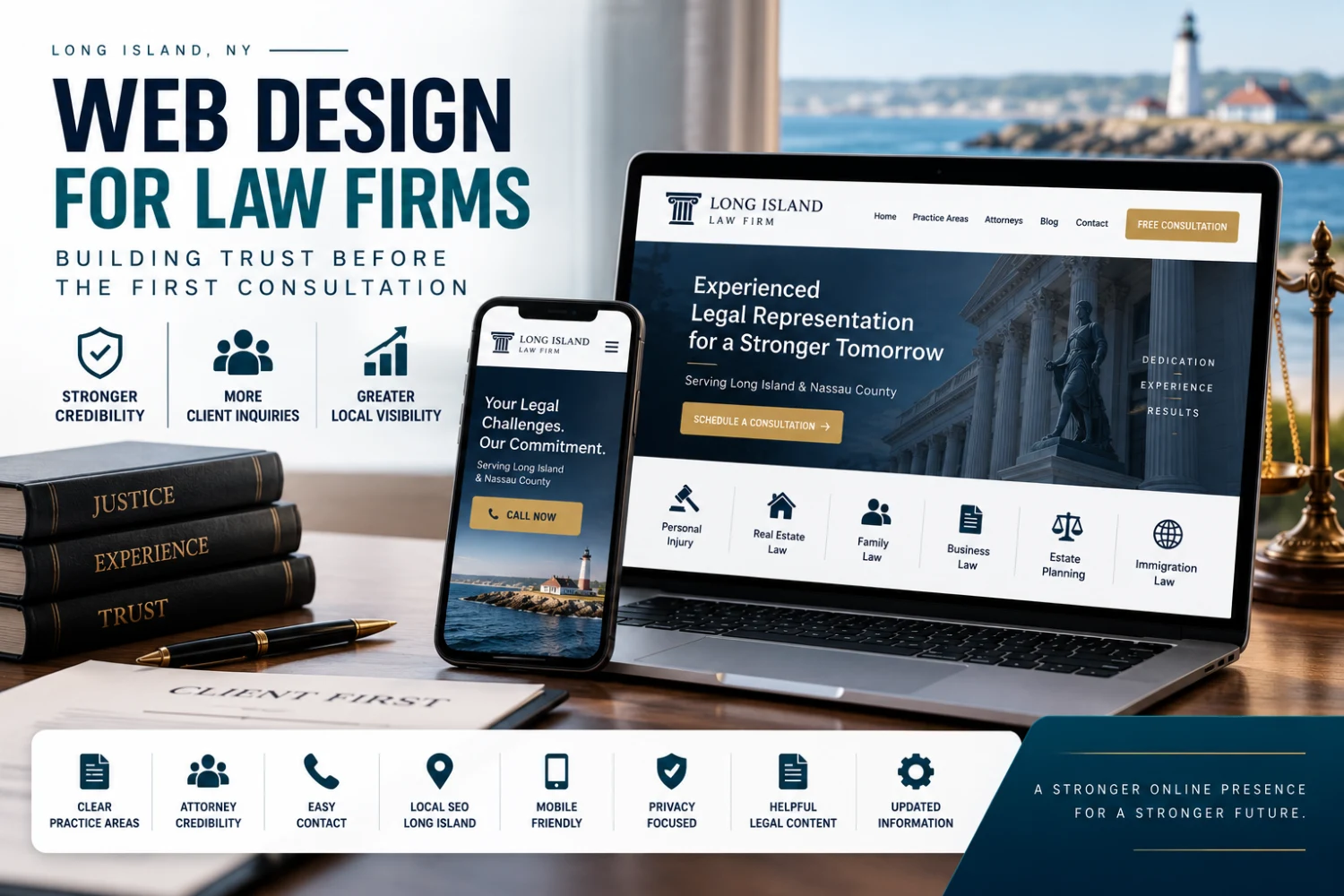 Law firm web design in Long Island — attorney website built for trust and consultations