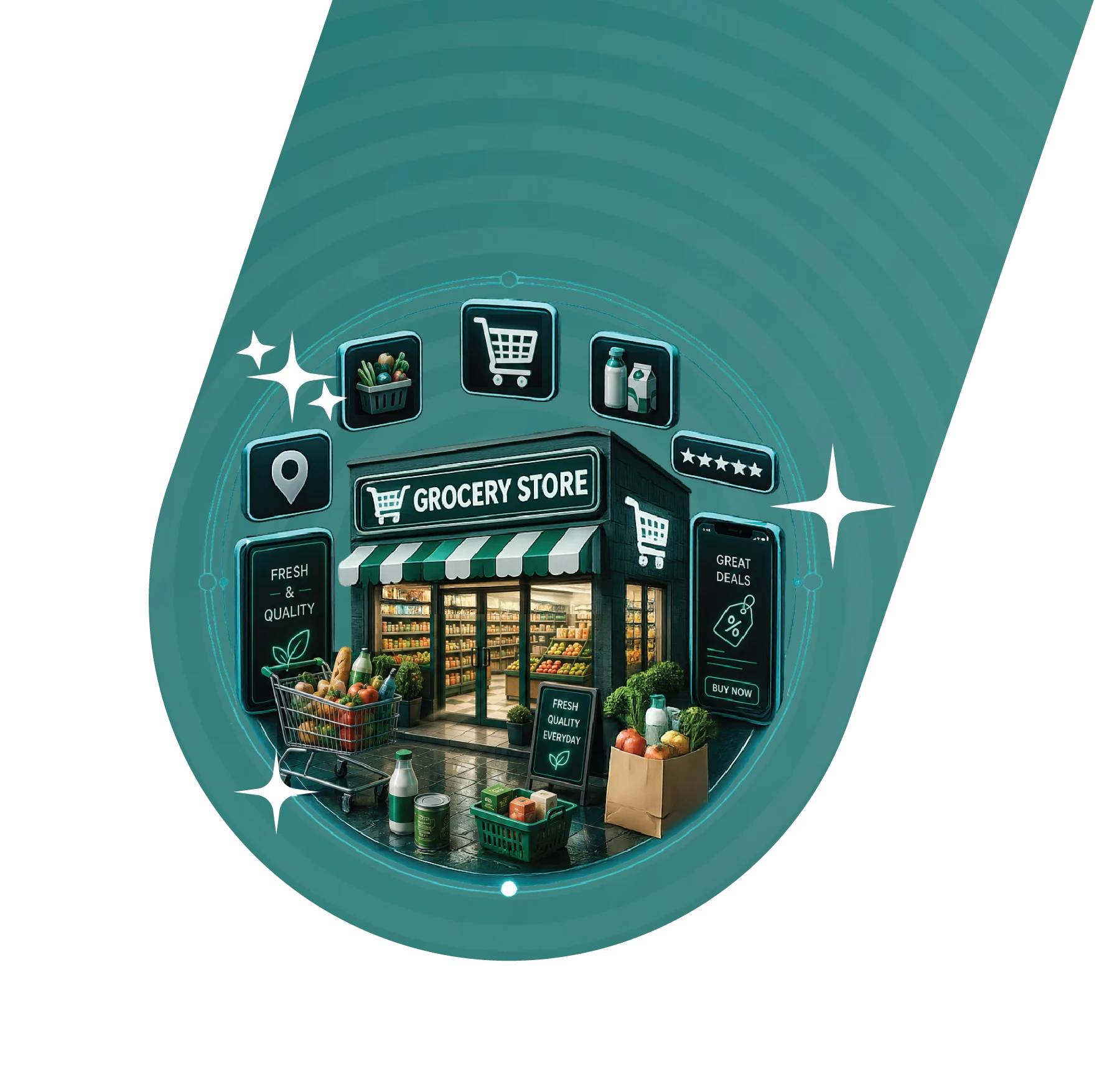 Grocery store website and marketing services